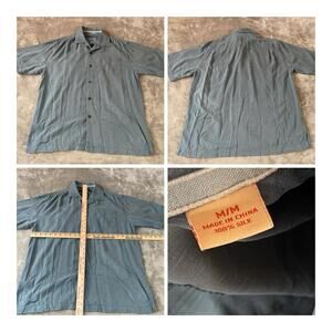 Tommy Bahama Camp Shirt Mens Medium 100% Silk Button Front Camp Collar